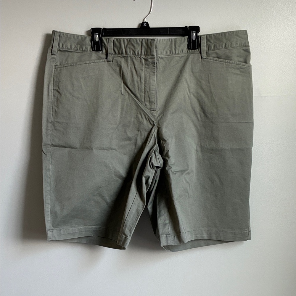 Lands' End Women's Olive Flat-Front Chino Shorts